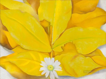 Georgia Art - Yellow Hickory Leaves with Daisy Georgia Okeeffe American modernism Precisionism
